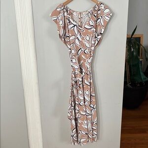 LOFT Abstract Patterned Maxi Linen Dress Sz 12